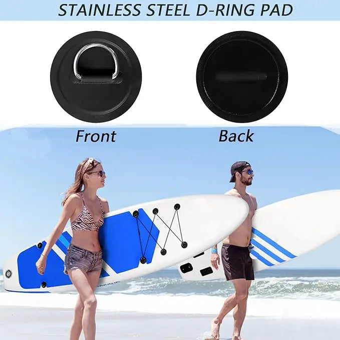1/4Pcs 8cm Surfboard Dinghy Boat PVC Patch With Stainless Steel D Ring Deck Rigging Sup Round Ring Pad Boat Kayaking Accessorie