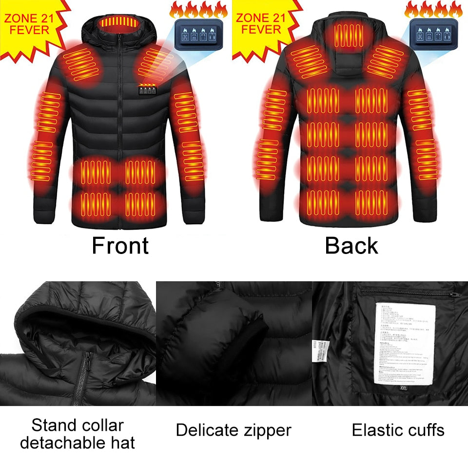 KoKossi Winter 21 Zone Electric Heated Jacket Outdoor Sports Waterproof Windproof Sportwear Smart USB Charging Self Heating Vest