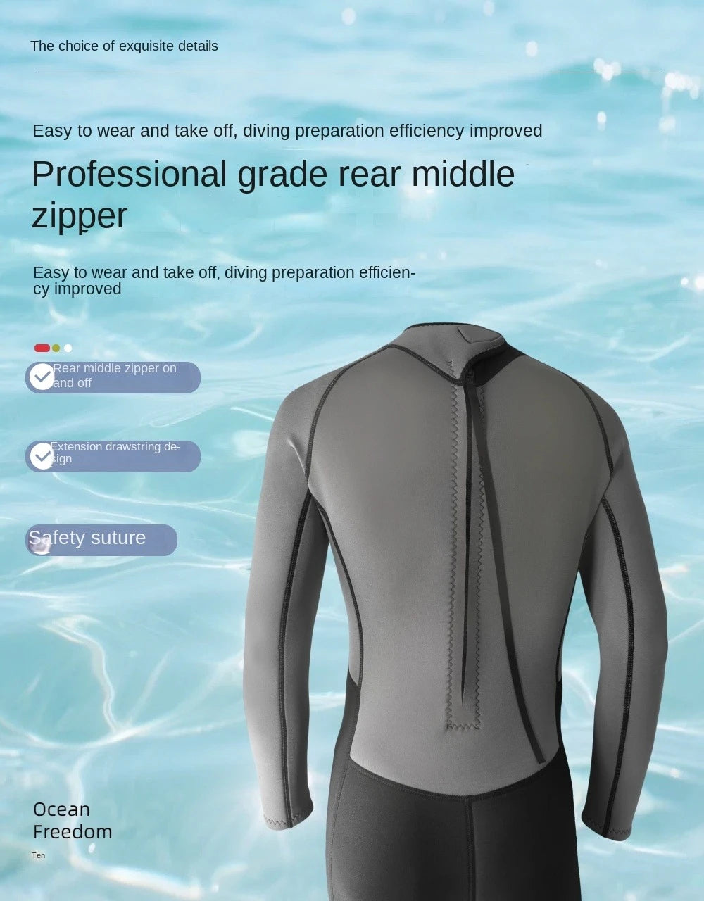 3MM Wetsuits Men Neoprene Diving Surfing Swimming Full Suits Cold Water Keep Warm Zipper Water Sports Full Diver Suit