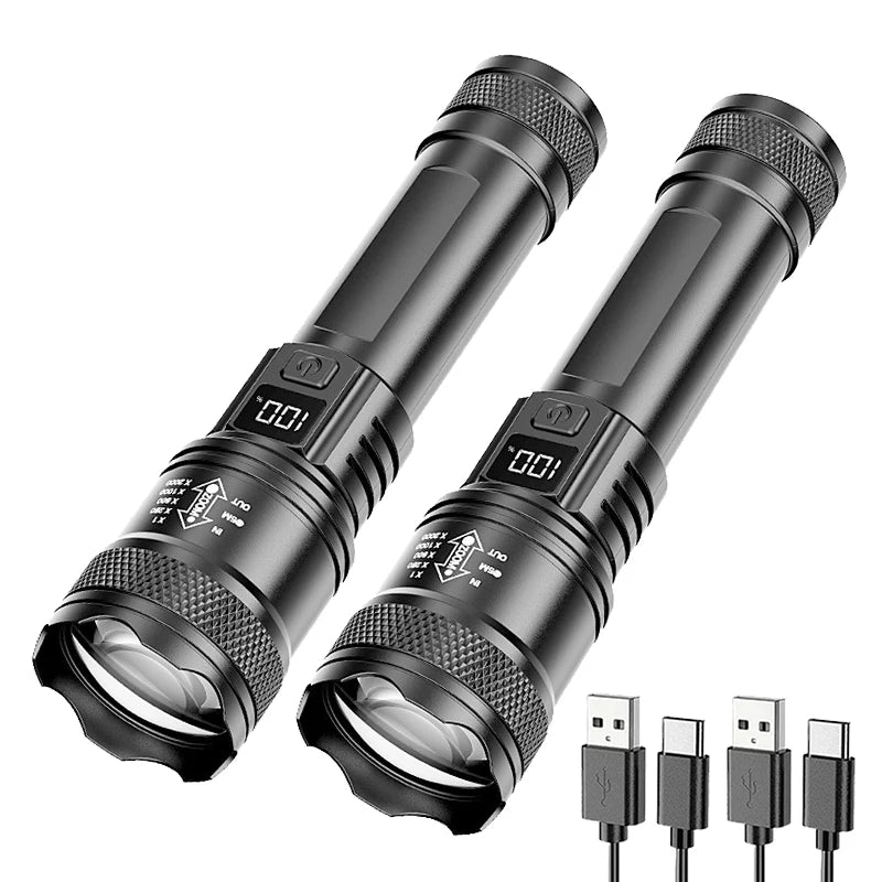 Powerful Led Flashlight Super Bright Tactical Torch Light Emergency Spotlights Telescopic Zoom Lantern Built-in Batte 18650ry