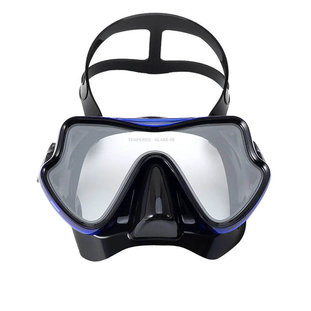 Diving Mask Swimming Goggles Scuba Snorkel Silicone Skirt Tempered Glass Panoramic HD For Adult Youth Anti-Fog with Nose Cover