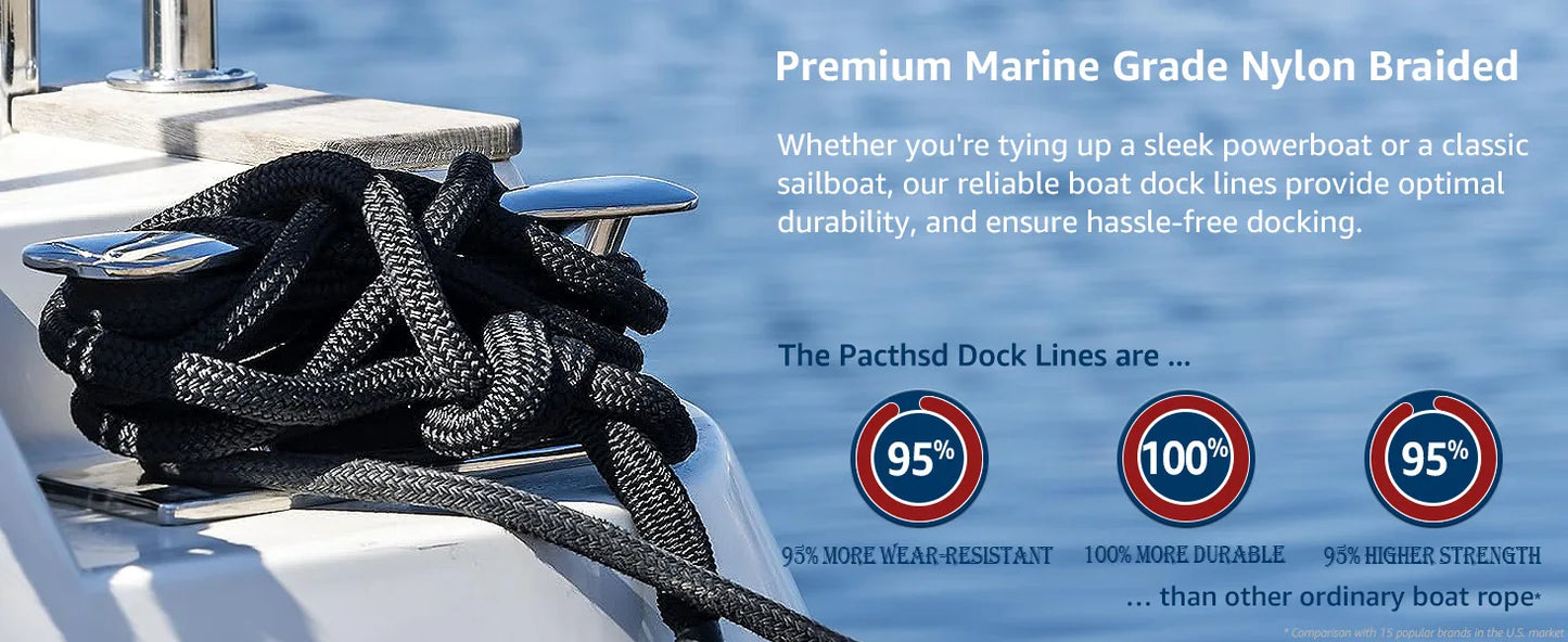 Marine Dock Rope Nylon Docking Line Marine Mooring Lines Rope Strong Boat Accessories Ship Anchor Rope Sailboat Traction