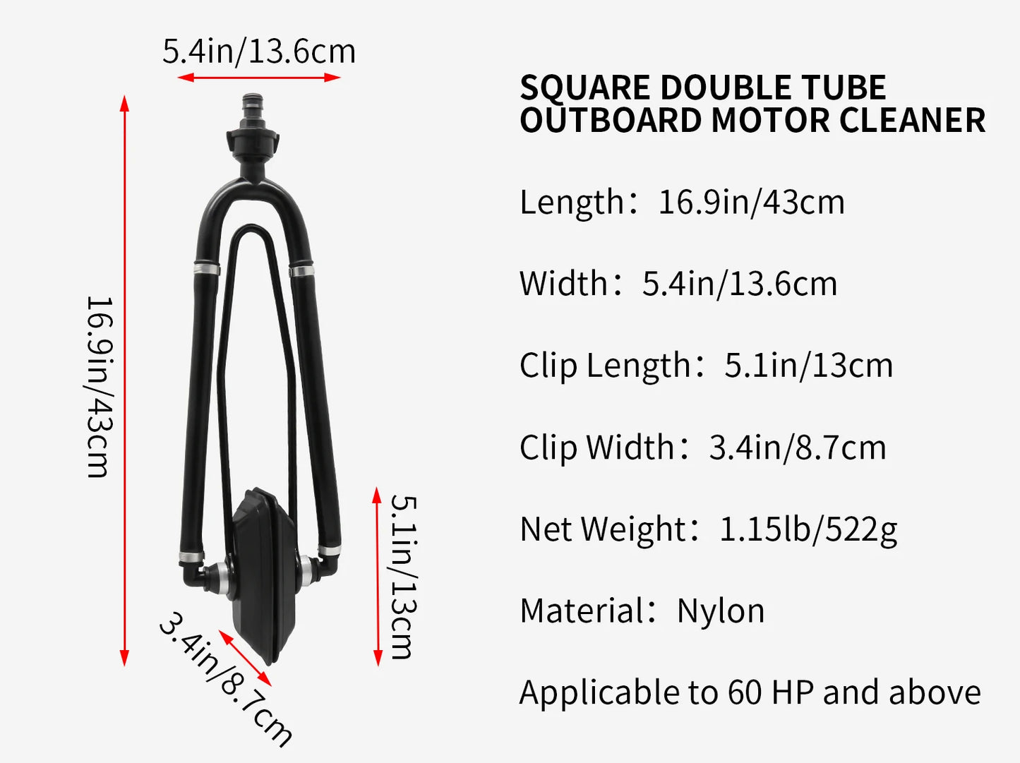 1PCS KOETSU Marine Universal Rectangular Outboard Motor Water Flusher Boat Ear Muff Engine Flusher for Marine Boat