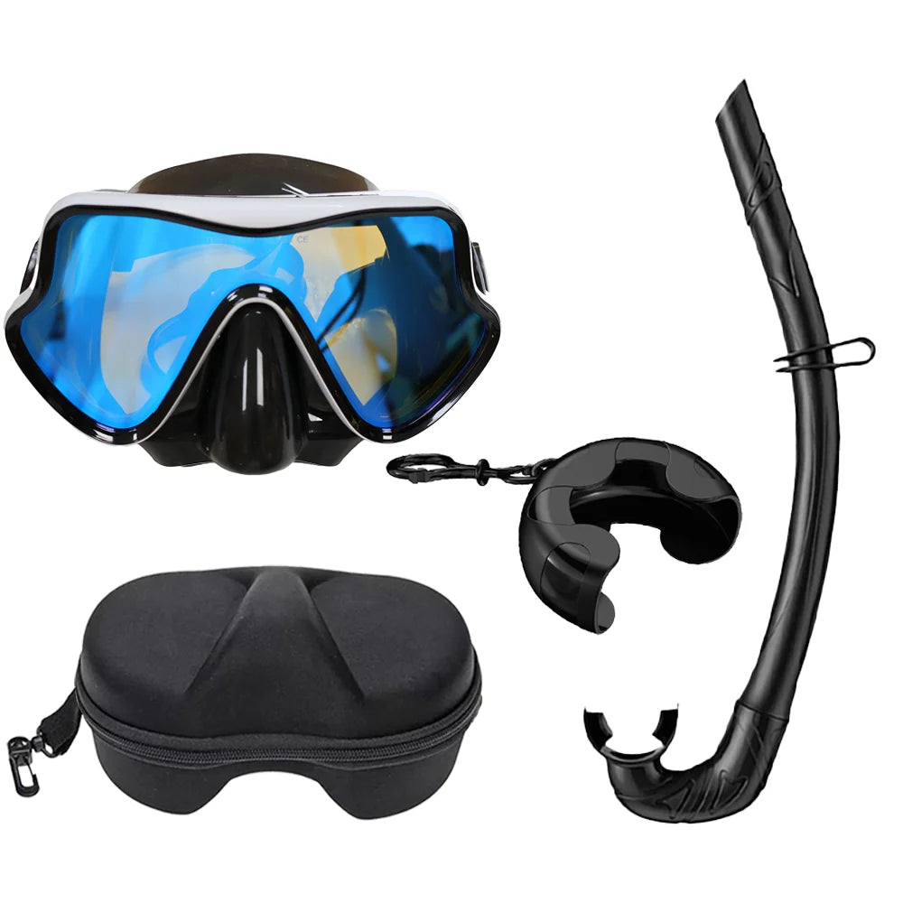 Snorkeling Mask Diving Goggles Full Wet Silicone Foldable Tube Mirror Tempered Glass Len Diving Mask Travel Size With Case