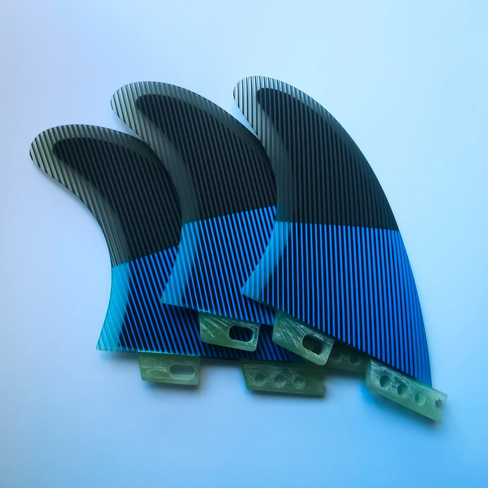 Pure Resin Surfboard Fins Tri Set Double Tabs II Base Size M - Surfing Equipment