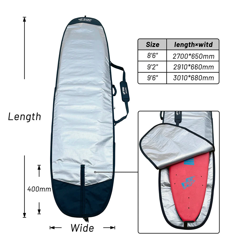 Waterproof Surfboard Bag for SUP/Longboard/Skimboard/Paddleboard - Heavy-Duty Cover with Adjustable Padded Strap, Portable Surf