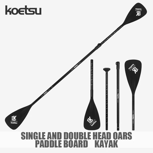 KOETSU Adjustable Aluminum Alloy Paddle for SUP Board and Kayak - Convertible Single/Double Head Oar for Water Sports,