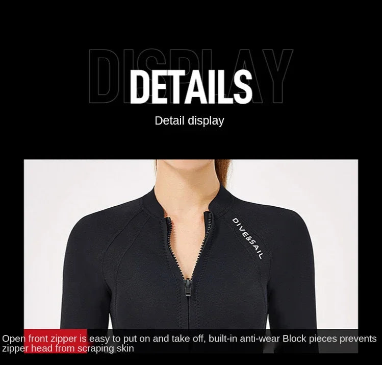 Wetsuit Jacket 2mm Neoprene Pant for Men Women Tops Long Sleeve Black Grey For Kayak,Skin Dive, Surfing Suit,  Diving Gear