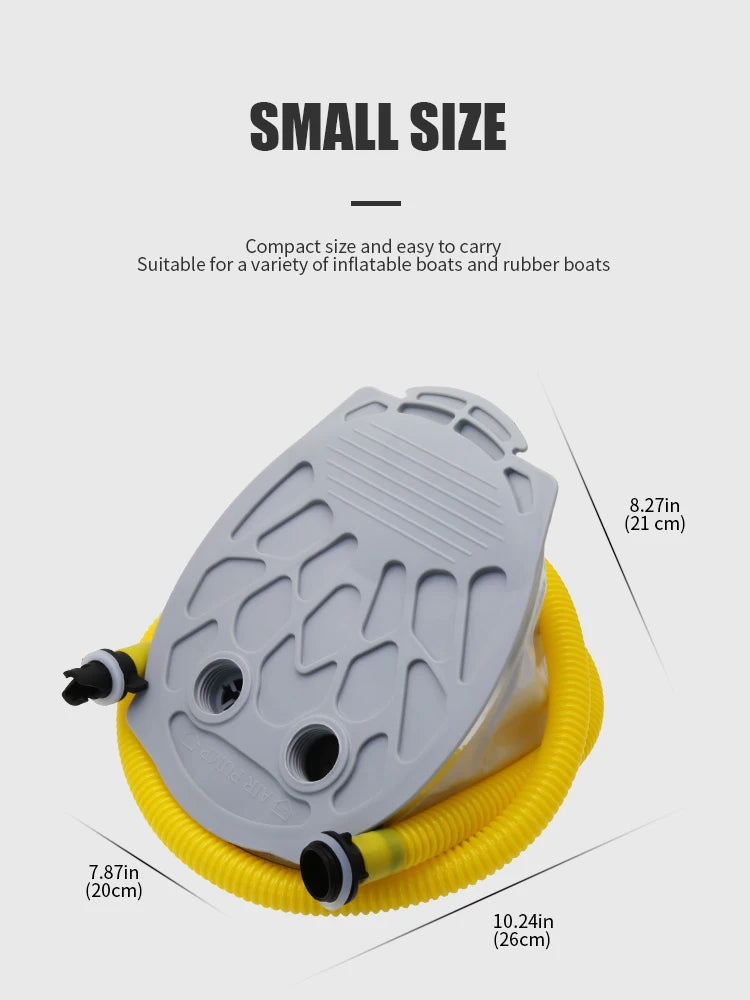 KOTESU foot-operated air pump for inflatable boats, SUP paddle boards, and kayaks, with a portable bellows design of 5L and 7L