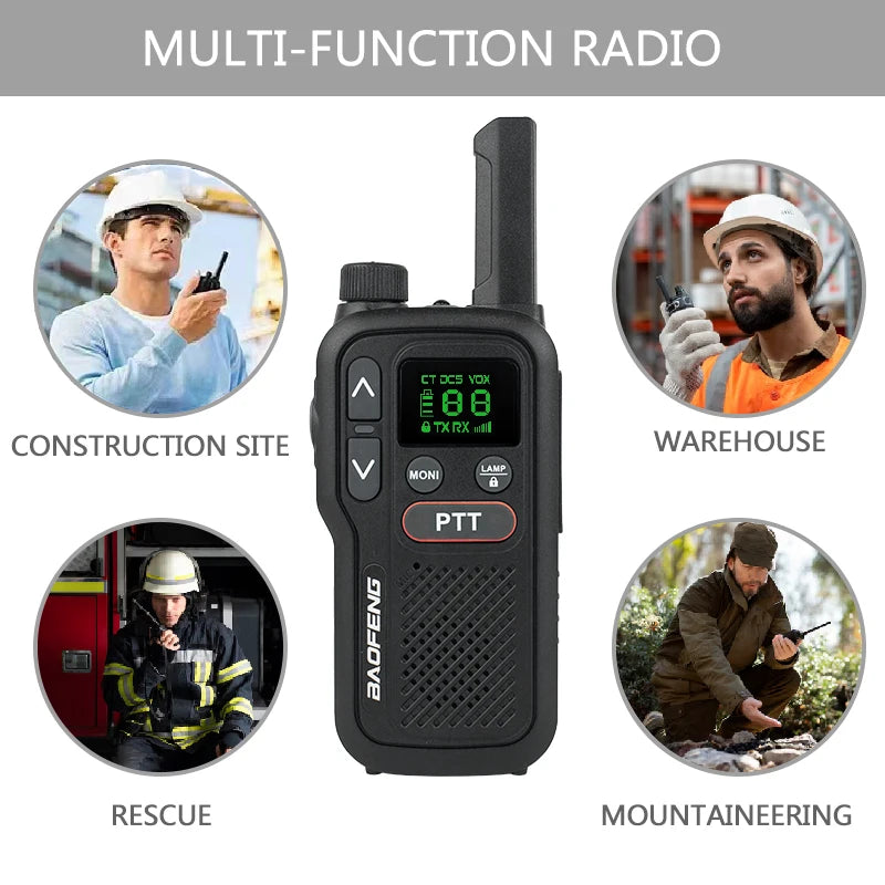 Baofeng BF-T18 Walkie Talkie Mini  Micro USB Charge 2-PTT Bottom UHF 400-470MHz 16 Channels Long Range Kids Gift Two Way Radios