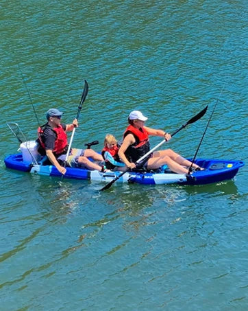 Reel Yaks Tandem Fishing Angler Kayak 12.5ft Sit On Top Boat for 2 3 Persons 550 lbs Capacity Stable W Hull Family Adventure