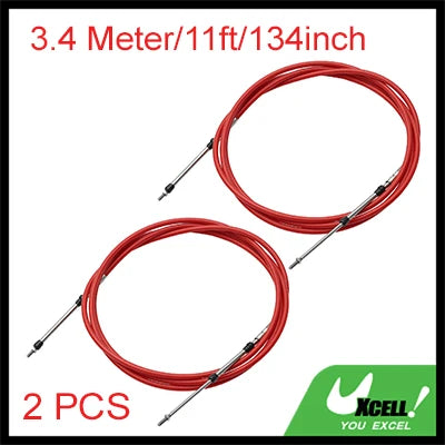 2pcs 134 181 205 228 Inch Marine Throttle Shift Remote Control Box Cable for Outboard Engine Boat Motor Steering System Red