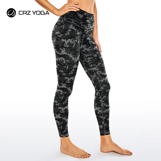 Crz yoga feminino nu sentindo cintura alta calças de yoga apertadas leggings de treino de fitness com alta elasticidade-25 polegadas