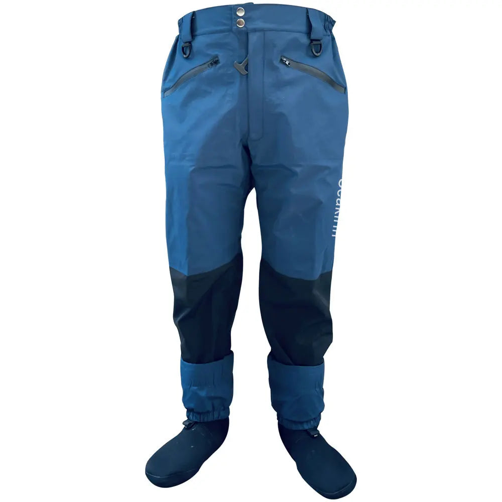 Waterproof Fishing Rain Suit Set Insulated Waist Wader and Hooded Wading Jacket Winter Sailing Clothing for Men&Women Navy Blue