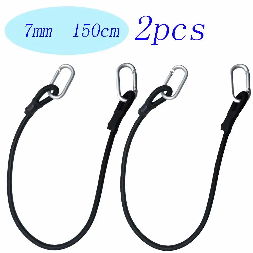 2pc Heavy Duty Bungee Shock Cord Tie Down Straps with Snap Hooks for Camping Tents Kayaks Boat Trailer Fishing Gear Organization