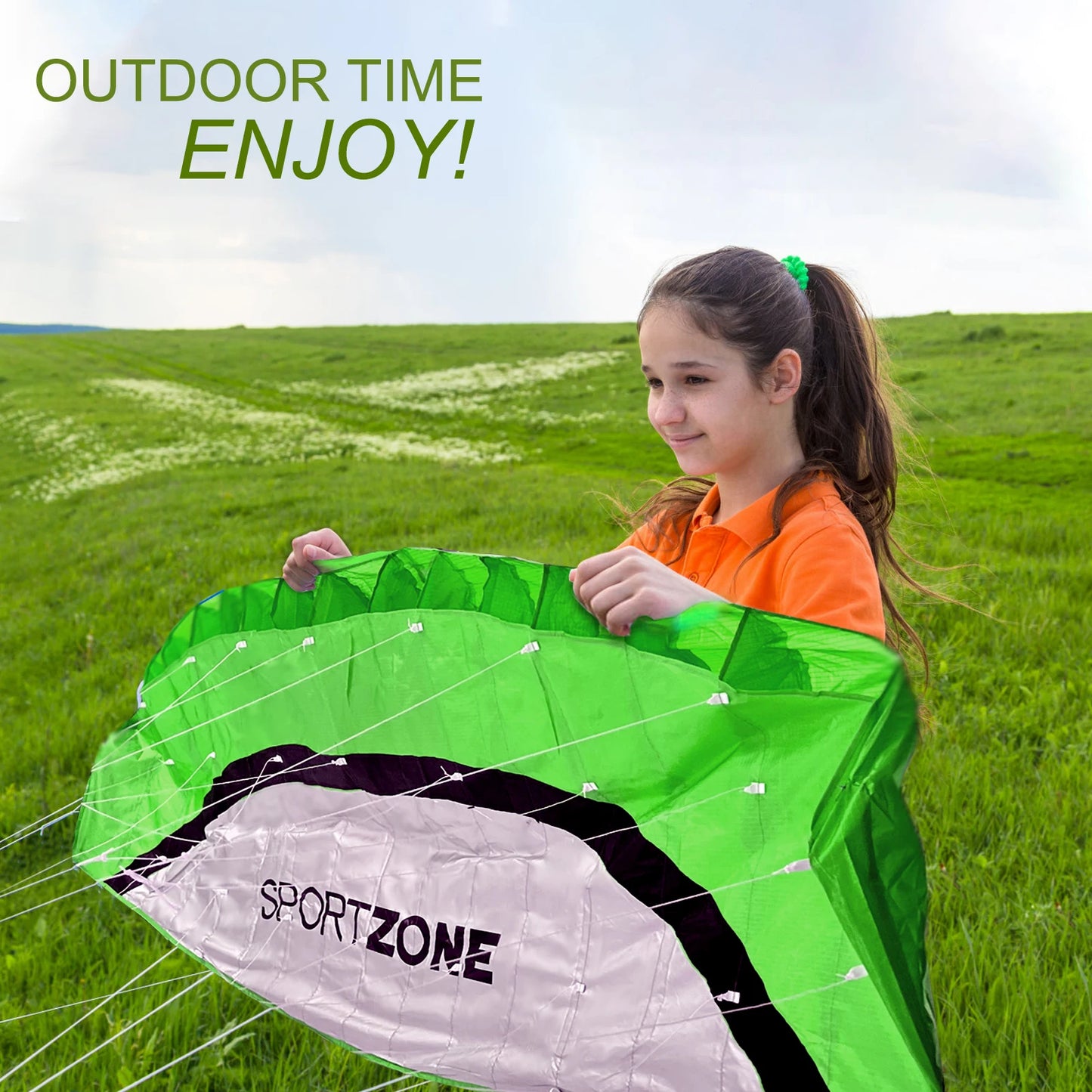 New  High Quality  2.5m Green Dual Line Parafoil Kite  WithFlying ToolsPower Braid Sailing Kitesurf Rainbow Sports Beach