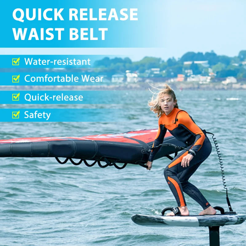 Adjustable Quick Release Waist Rope 10FT Hydrofoil Surf Waist Belt Coiled Leash For Wing Board Rope Surfboard Accessory