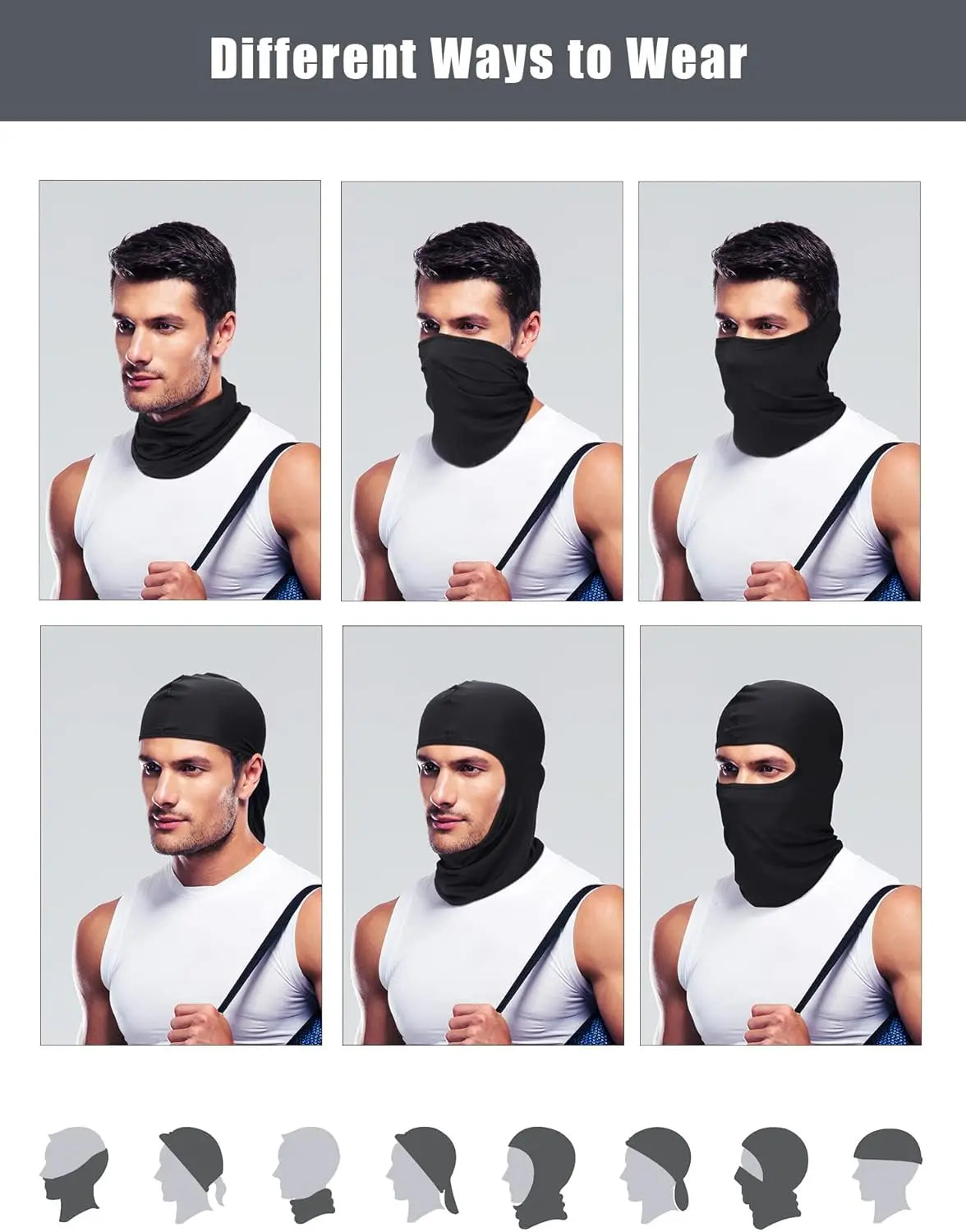 Face Mask UV Protection Windproof Thermal Ice Silk Neck Gaiter for Men Women Outdoor Sports Motorcycle Ski Face Cover Protector