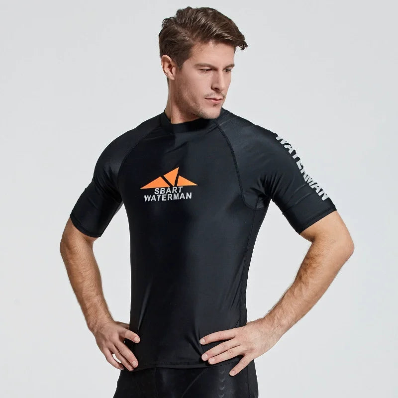 SBART-Surf Rash Guards Top for Men, Lycra Short Sleeve, UPF50 +, Quick Dry Surf-Clothes, Man Swim Kitesurf, Windsurf Dive T-Shir