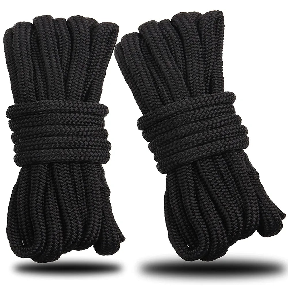 Linha de doca de barco dupla trançada de nylon preto linha de amarração corda de âncora ultra forte linhas de doca 16,5 pés 25 pés 50 pés