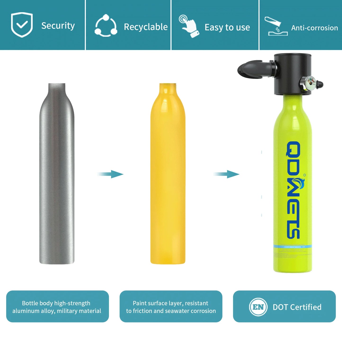 Mini Scuba Tank Diving Equipment 0.5L Outdoor Oxygen Scuba Diving Tank 5-10 Minutes Cylinder Snorkeling Set Hand Pump