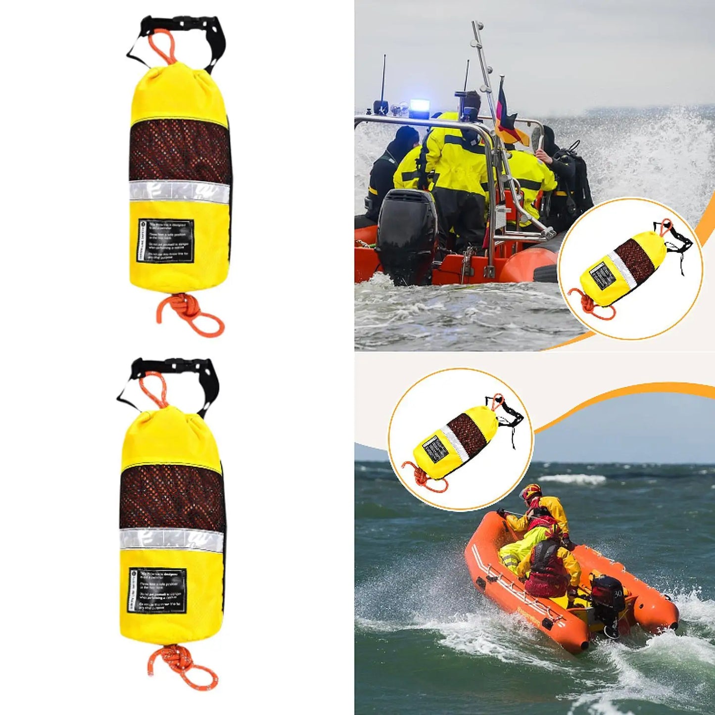 Water Throw Bag Boat Rope Floating Throwing Rope Throwing Line for Rafting Ice Fishing Canoeing Buoyant Dinghy Boating