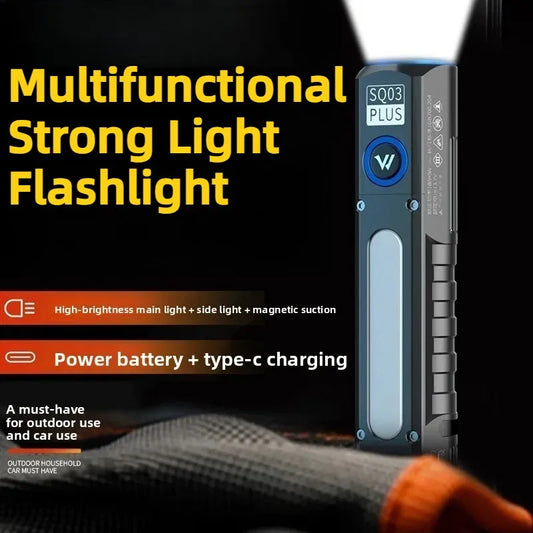 Super Bright LED Flashlight COB Side Light Waterproof TYPE-C Rechargeable Tail Magnet Handheld Work Light for Outdoor Camping