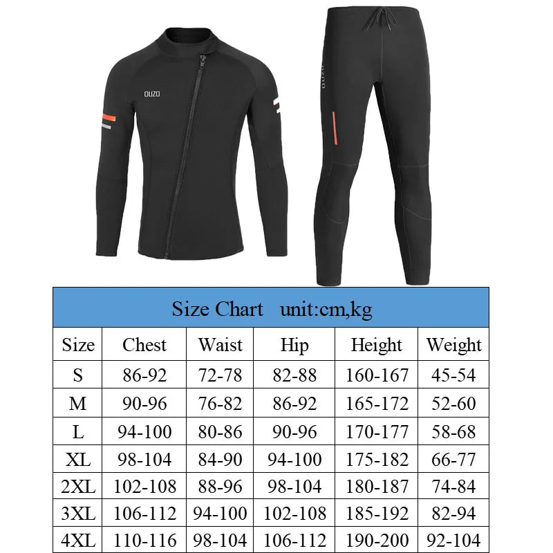 Men's 1.5mm Split Diving Suit Surfing Windproof Long Sleeve Jacket Neoprene Fishing Pants Professional Scuba Diving Clothes
