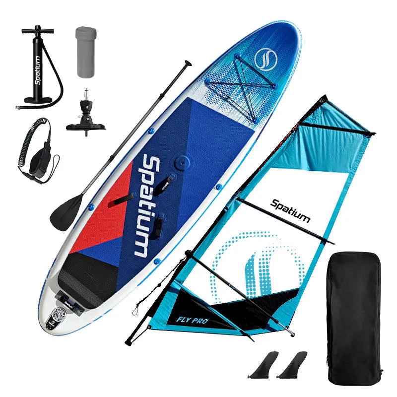 Inflatable Windsurf SUP Board Sail Kit 2 in 1 Crossover Paddle Board With Compact Rig Portable Windsurfing Sailboat Multi Sport