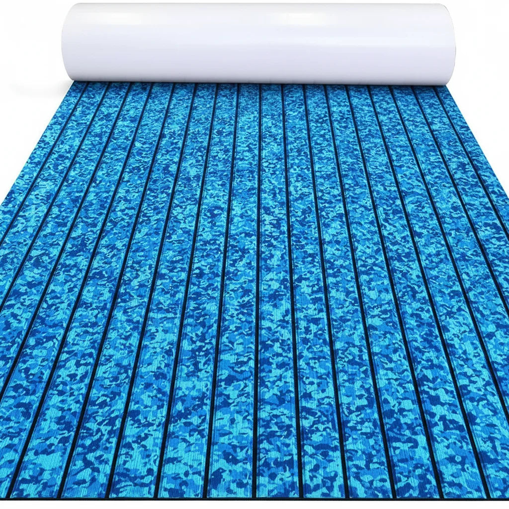KXKZREN-2400x450mm EVA Foam Faux Teak Decking Sheet Marine Boat Flooring Sea Deck Yacht Mat Self-adhesive Kayak RV Non-slip Pad