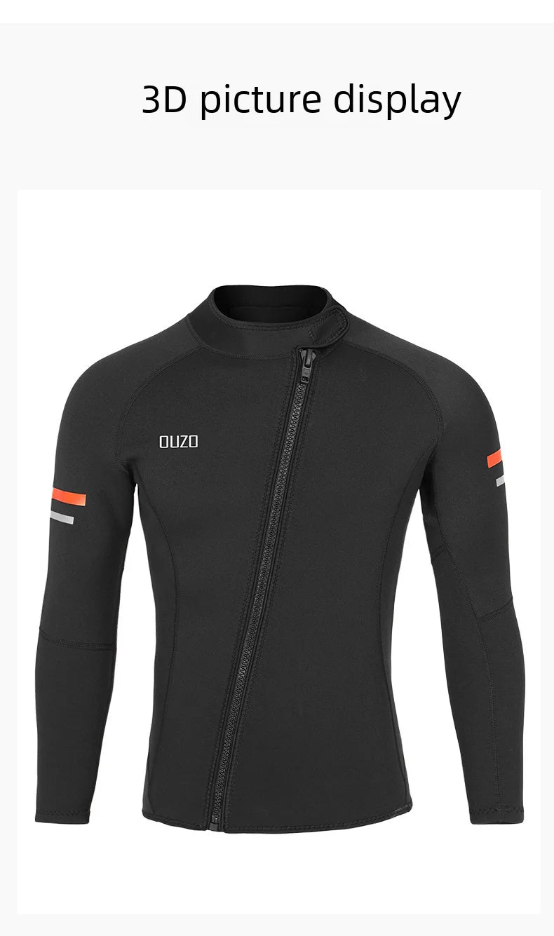 1.5mmDiving Suit Men's and Women's Long-Sleeved Diving Top Split Sun Protection Surfing Suit Dive Skin Winter Swimsuit