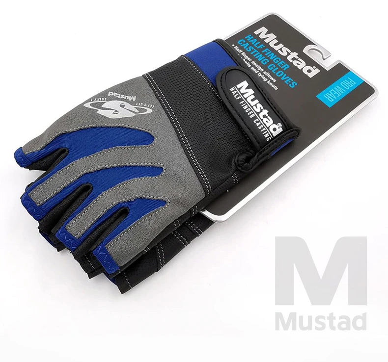 Mustad Fishing Gloves Men Lightweight Half-finger Sun Protection Double Sided Breathable Anti-slip Outdoor Pesca Fishing Gloves
