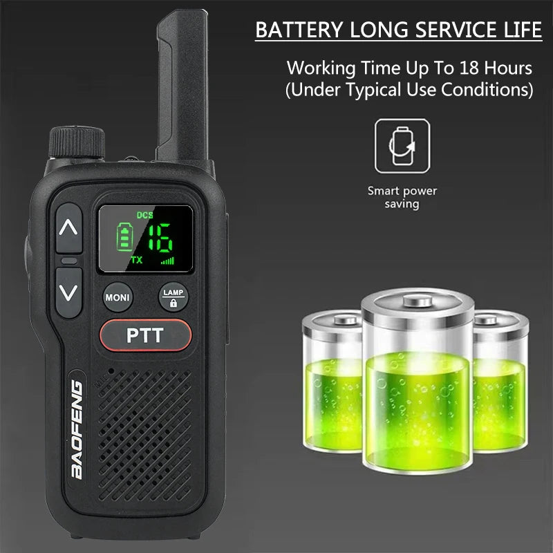 Baofeng BF-T18 Walkie Talkie Mini  Micro USB Charge 2-PTT Bottom UHF 400-470MHz 16 Channels Long Range Kids Gift Two Way Radios