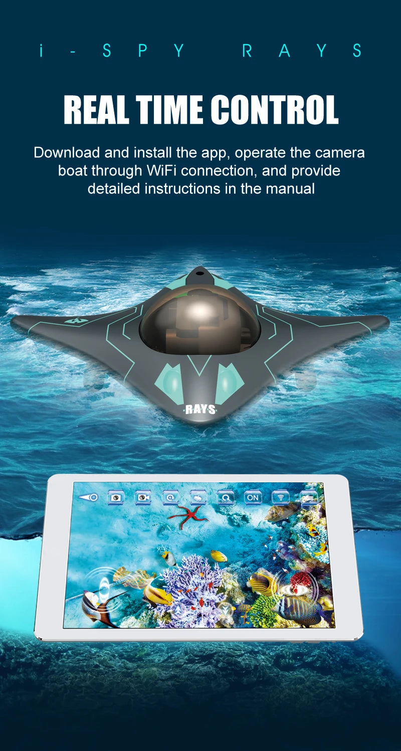 6CH RC Boat Submarine With Underwater Camera Remote Control Wifi FPV Remote Control Boats Radio Control Toys For Boys Kid Gift