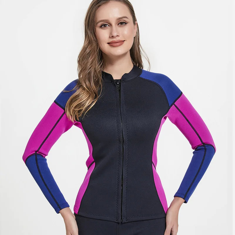2MM Neoprene Diving Top Split Wetsuit Jacket Men's Water Sports Swimming Snorkeling Surfing Warm Wetsuit Top