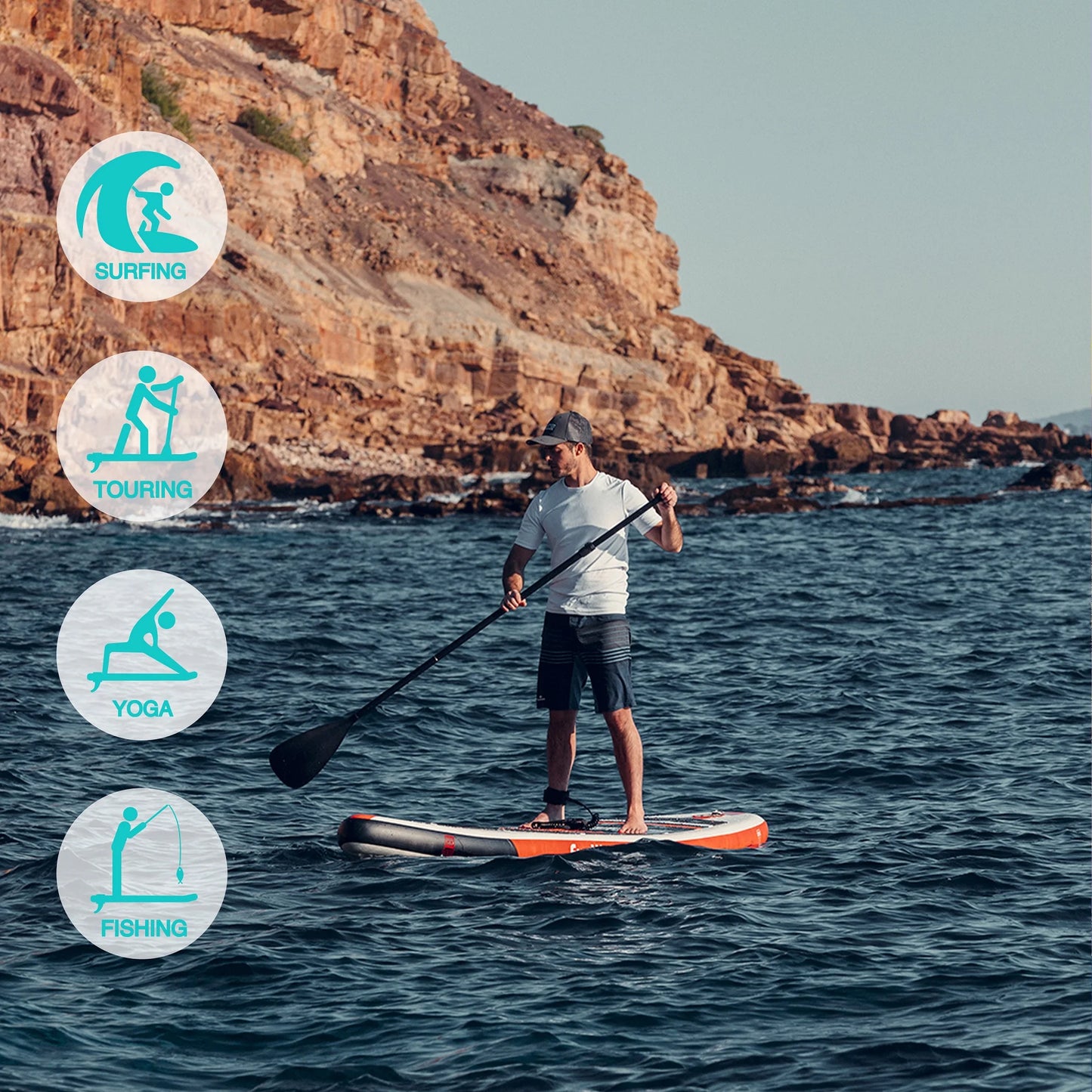 FunWater 11' Inflatable Stand Up Paddle Board SUP Surfboard Set 335cm Ultra-Light Non-Slip Deck with Pump Paddle Backpack Leash