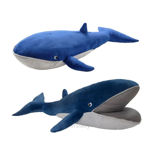 Boneca baleia azul brinquedo de pelúcia macio animal aquático plushie blavingad boca com zíper dormir lance travesseiro homem do miúdo presente de natal