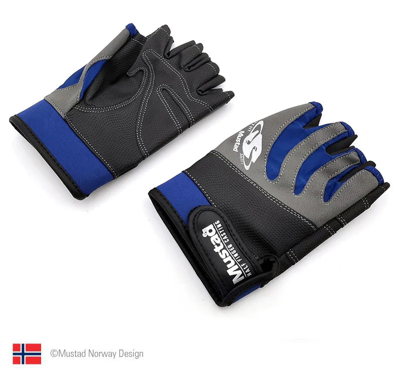 Mustad Fishing Gloves Men Lightweight Half-finger Sun Protection Double Sided Breathable Anti-slip Outdoor Pesca Fishing Gloves