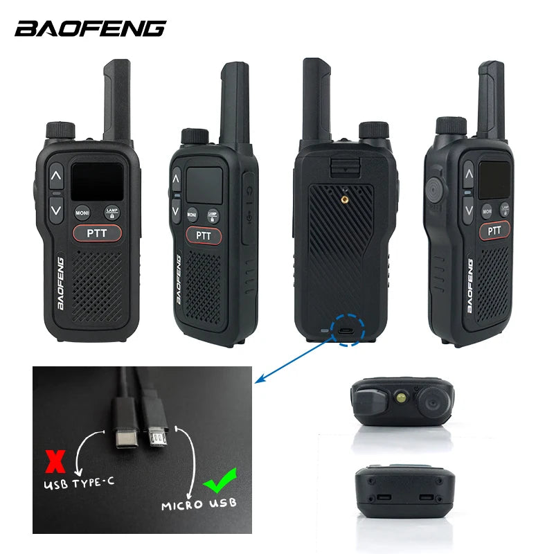Baofeng BF-T18 Walkie Talkie Mini  Micro USB Charge 2-PTT Bottom UHF 400-470MHz 16 Channels Long Range Kids Gift Two Way Radios