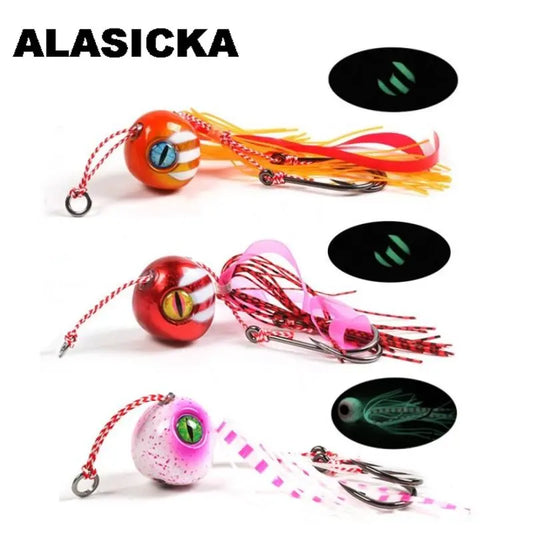 ALASICKA 1PC 60G 80G Glow Tai Kabura Jigging Fishing Lures Slider Jigs Sinker for Snapper Grouper Sea Boat Fishing Tenya Baits