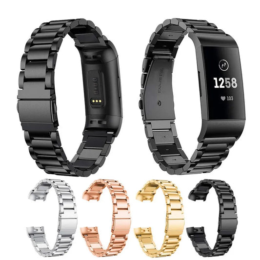 Pulseira de relógio para fitbit charge 6 5, pulseira de metal em aço inoxidável, pulseira para ajuste bit charge6 5, cinto de relógio inteligente