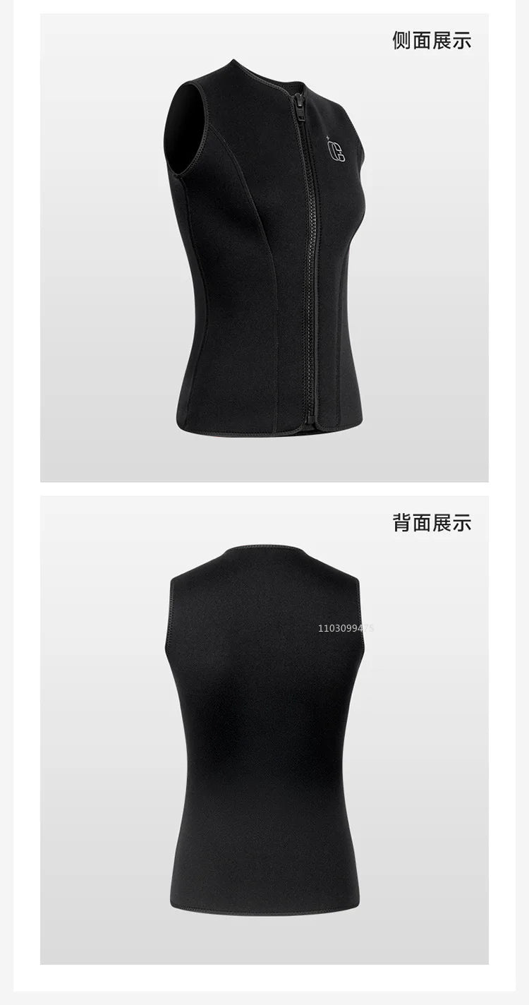 Wetsuit Vest for Men Women 3mm Front Zipper Neoprene Wet Suit Top Sleeveless Jacket for Scuba Diving Kayaking Surfing Swimming