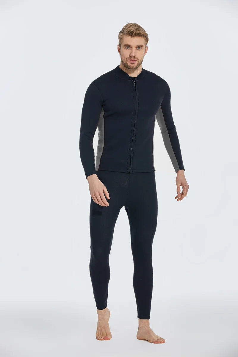 2MM Neoprene Diving Top Split Wetsuit Jacket Men's Water Sports Swimming Snorkeling Surfing Warm Wetsuit Top