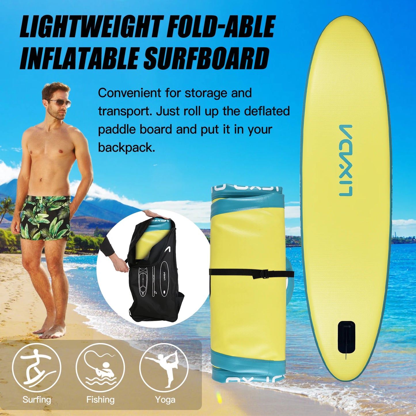 Inflatable Paddle Board Stand Up for Adult 6 Inch Thick SUP Paddleboard Water Sport Surf Set with Adjustable Paddle Pump Travel