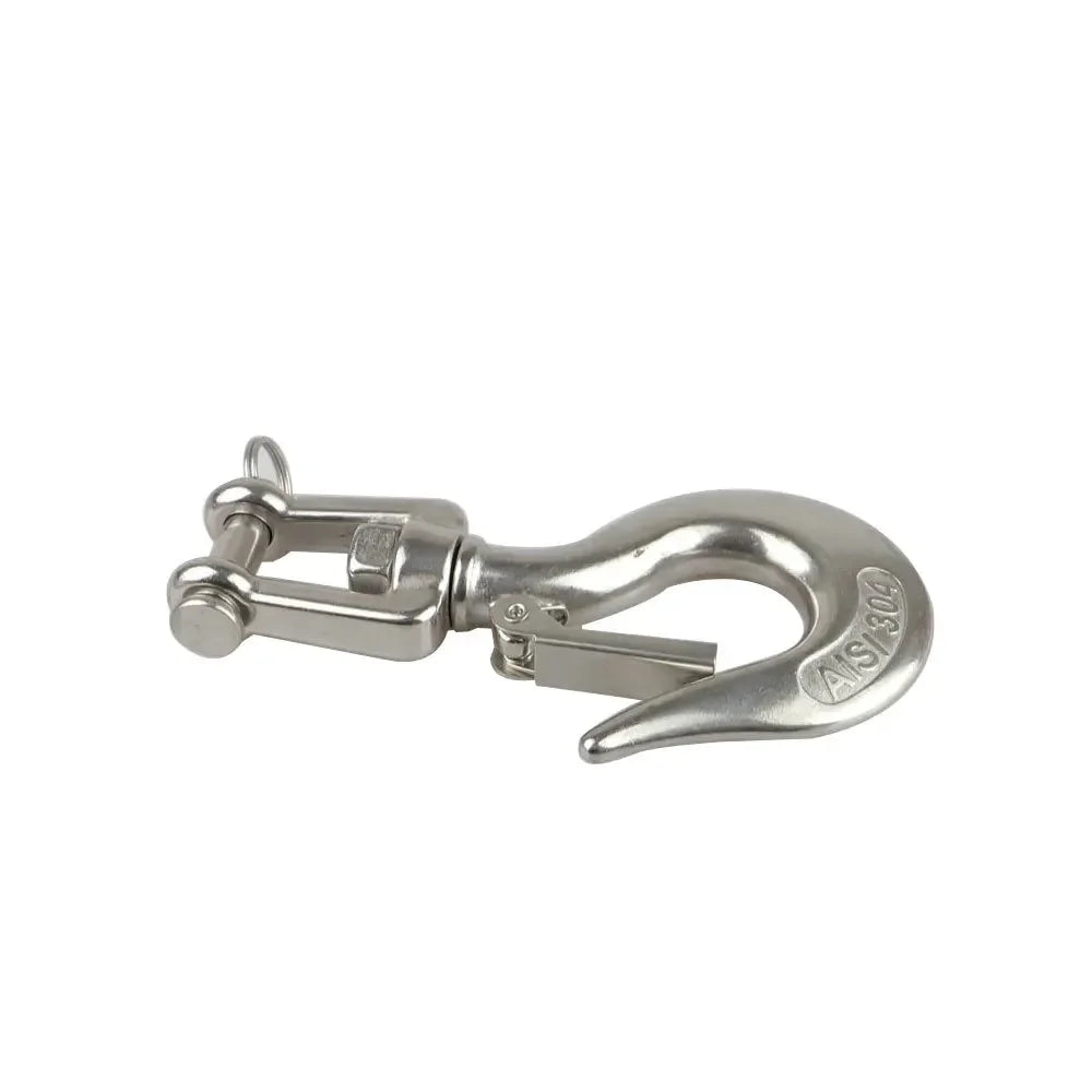Marine 304 Stainless Steel Lifting Chain Hoist Eye Swivel Rotatable Cargo Hook Shackle Swivel Snap Hook Load 0.15-1.5T HeavyDuty