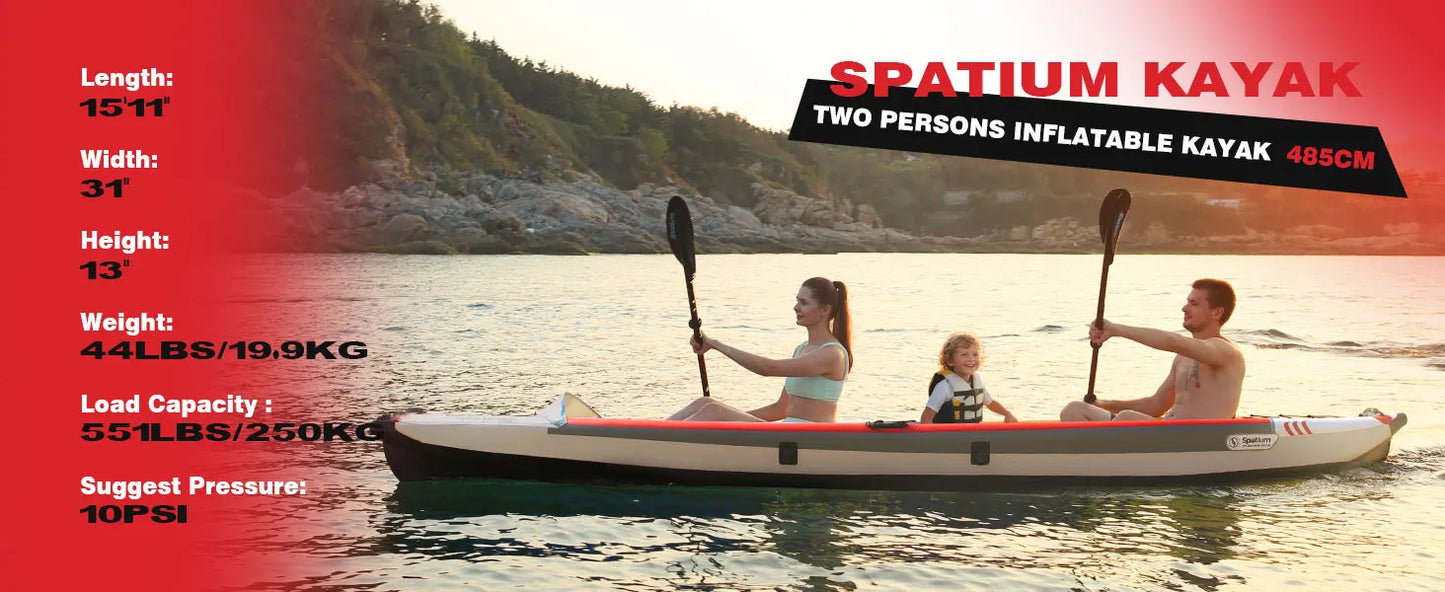 Spatium Inflatable Kayak PVC Fishing Boat 1-3 Person For Water Sports Surfing Rafting Touring Inflatable Kayak With Paddle,Seat