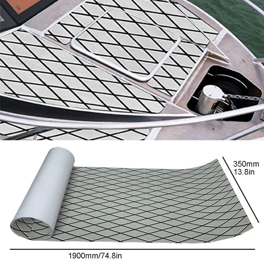 1900*350*6MM Eva Boat Decking Sheet Marine Flooring Anti Slip Pad With Rhombus Diamond Pattern Self-Adhesive Surfboard Traction