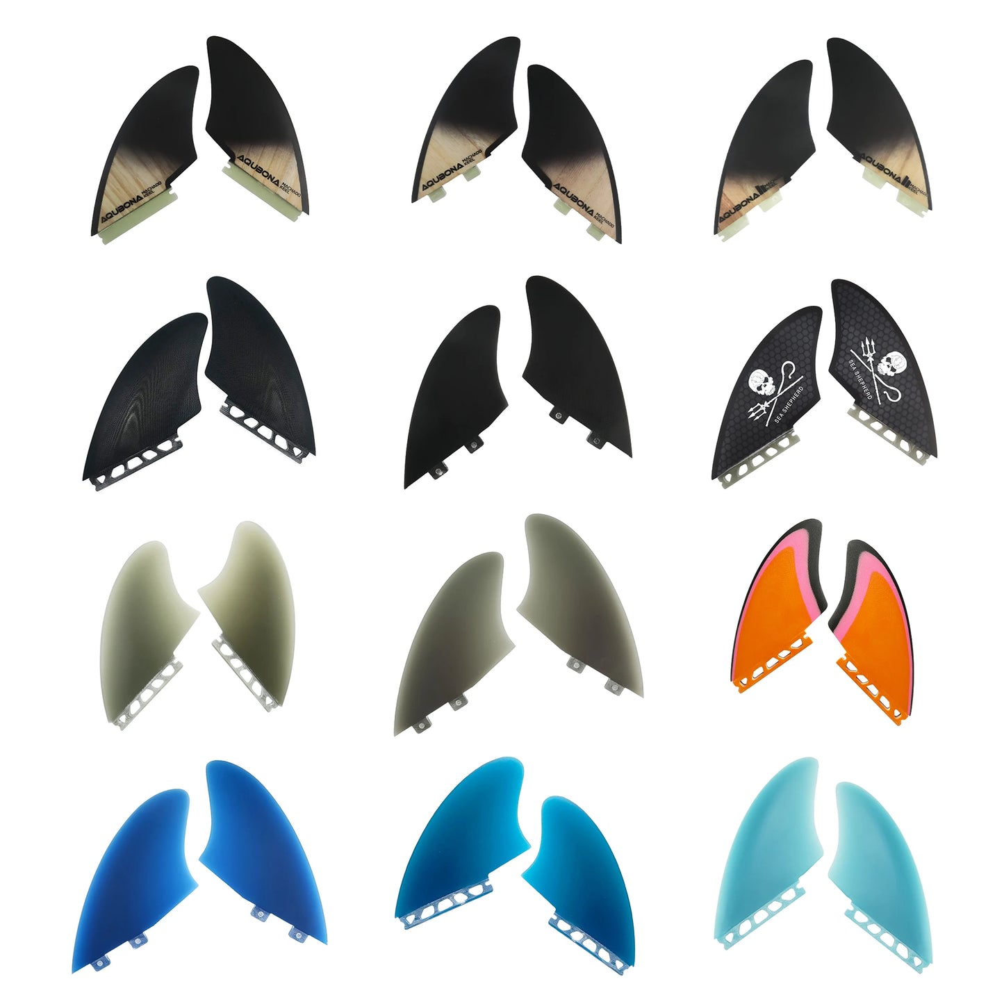 Surfboard Twin Keel Fins (2 Fins) Dual Tab Single Tab Sizes for Longboard Surfboard Funboard