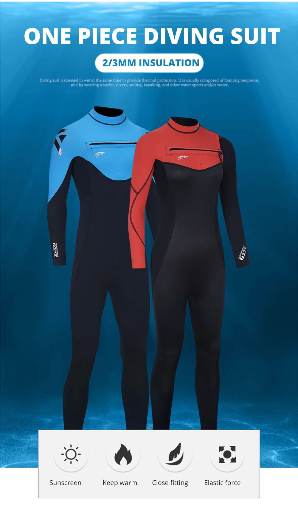 3/2MM Neoprene Wetsuit Surf Scuba Diving Suit Men Women Underwater Fishing Spearfishing Kitesurf Swimwear Wet Suit Equipment