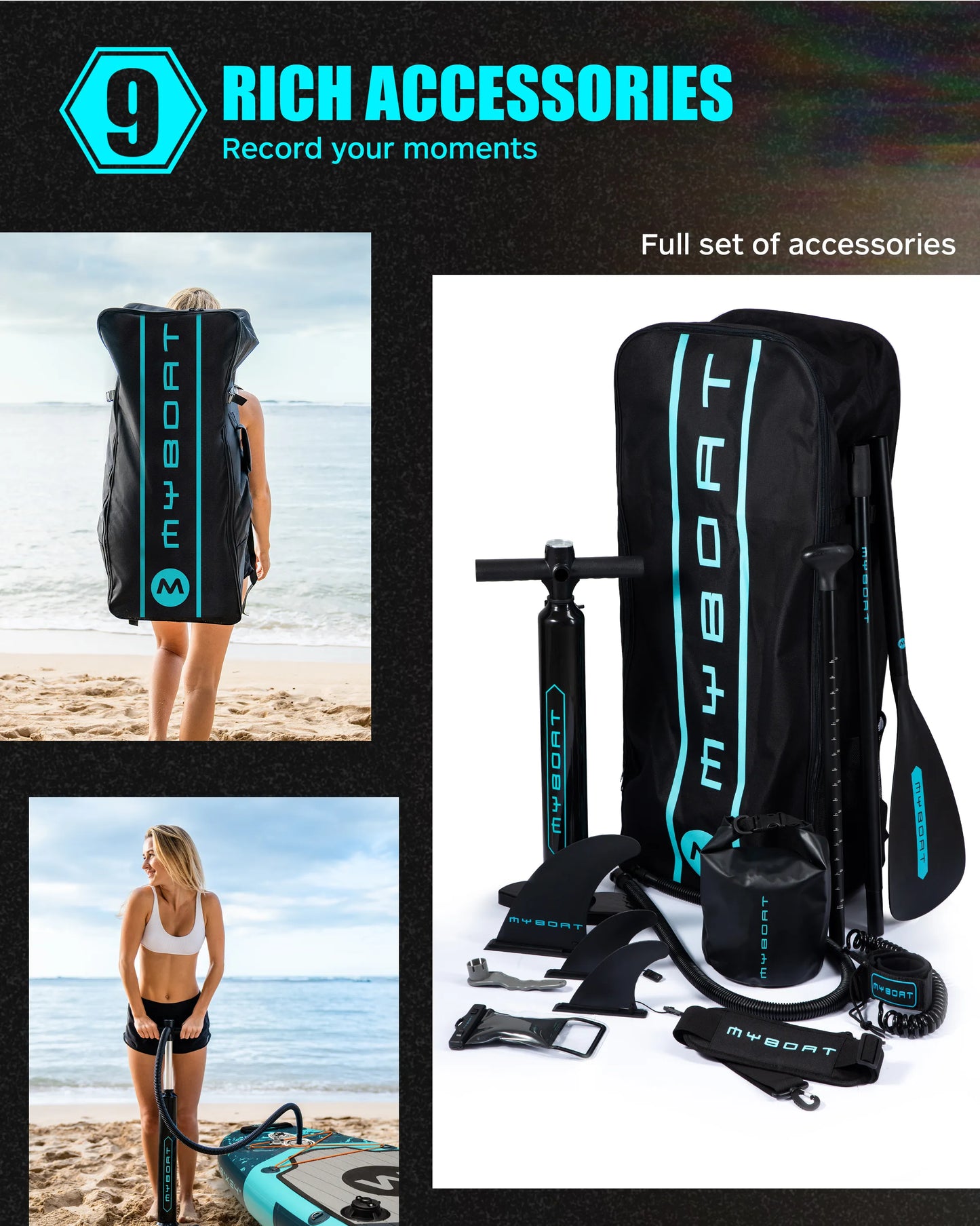 Myboat Extra Wide Inflatable Paddle Board 11'6''x34''x6''Adult Standing Style Aquatic Travel With Premium Accessories SUP Board